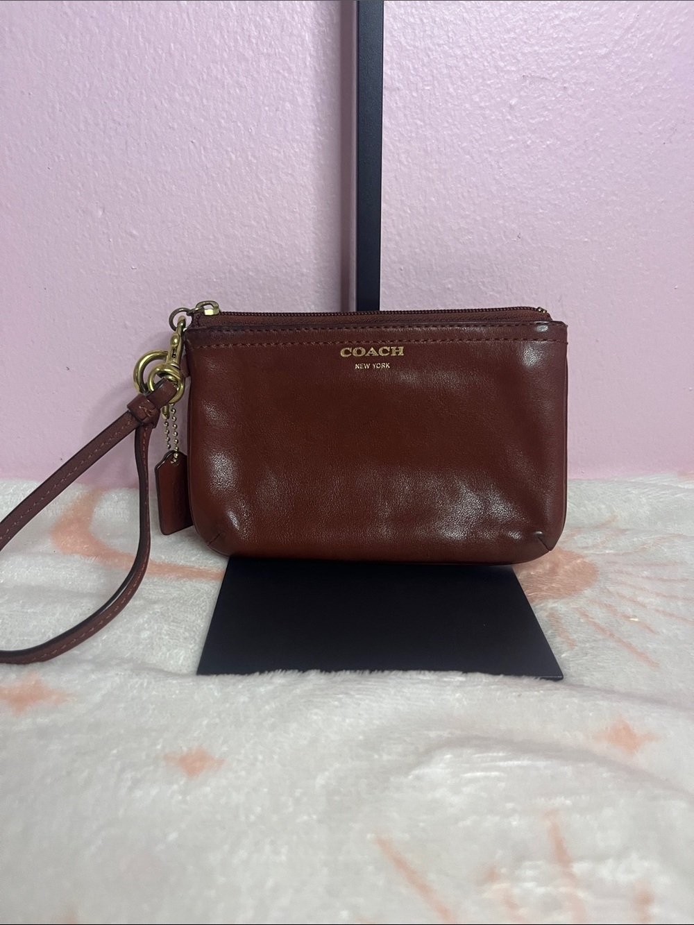Coach Mahogany Leather Wristlet